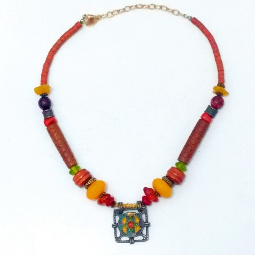 Vintage Robert Rose Early Plastic Amber Necklace - Picture 8 of 8